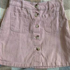 Pink button down jean skirt